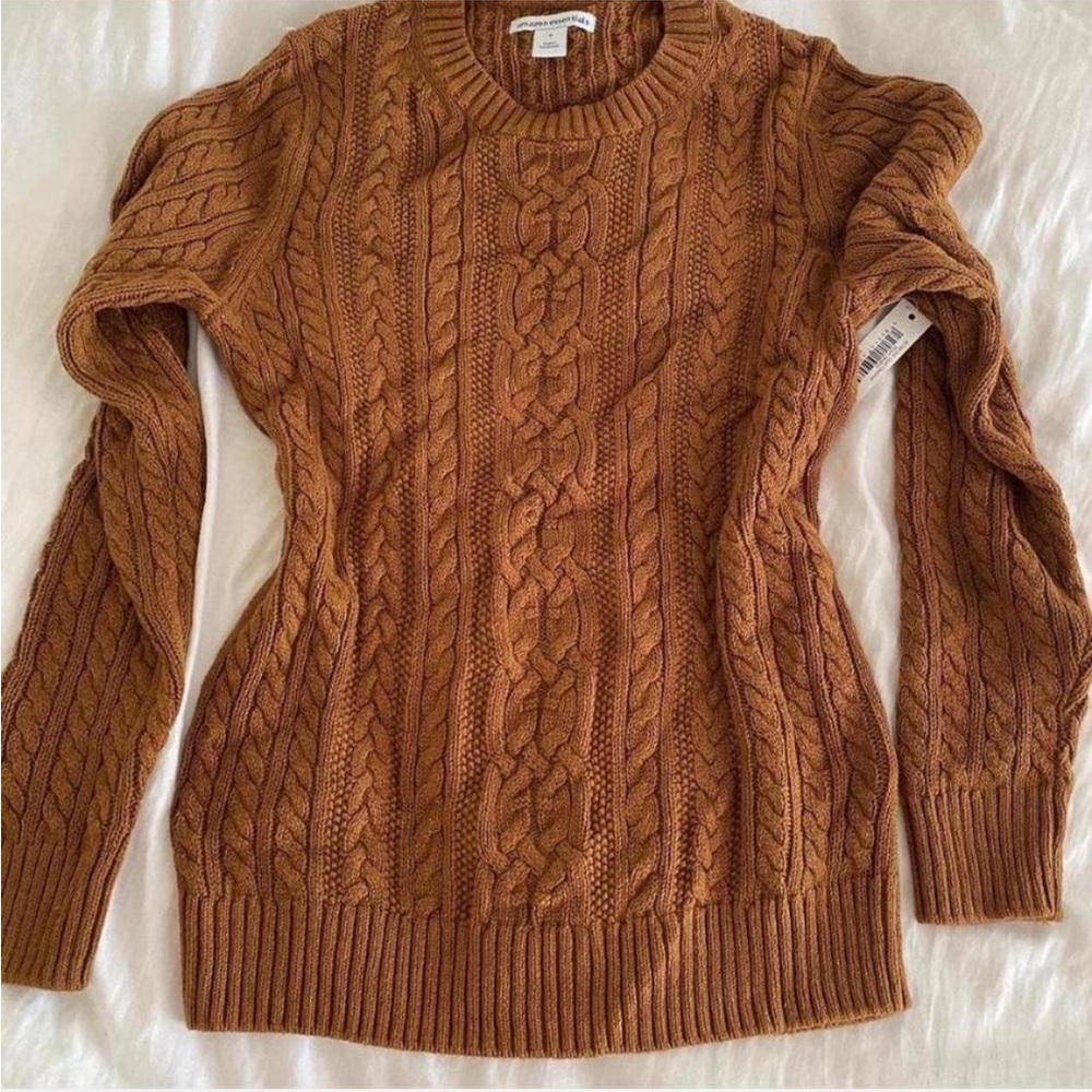 Amazon Essentials Cable Knit Sweater in Tan